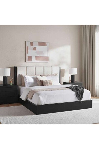 PAN HOME إنزو سرير ملكي جديد 180x200 سم - أسود