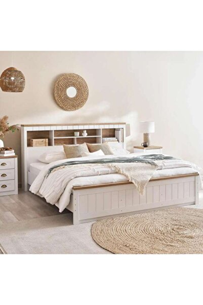 PAN HOME Almada-smart King Bed With Storage And Usb Charger 180x200 Cm - White
