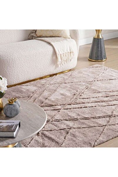 PAN HOME Savannah Modern Tufted Velvet Touch Rug 200x290cm - Taupe