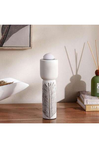 PAN HOME Marin Polyresin Candle Holder 7x7x24cm - White
