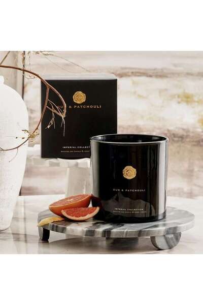 PAN HOME Imperial Oud Patchouli Three Wick Scented Jar Candle 1300gm - Black ...