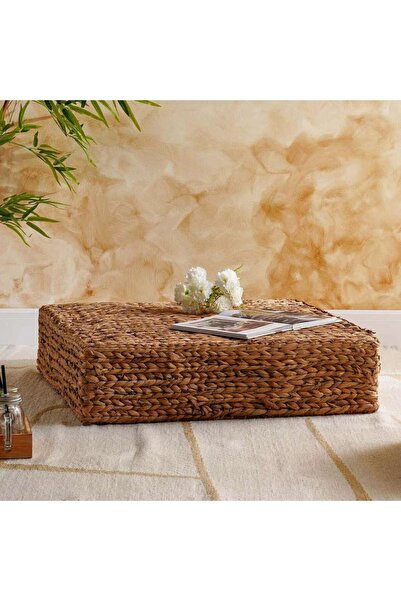 PAN HOME أميلي ووتر هياكيث مربع مسطح بوف 78x78x20 سم - طبيعي