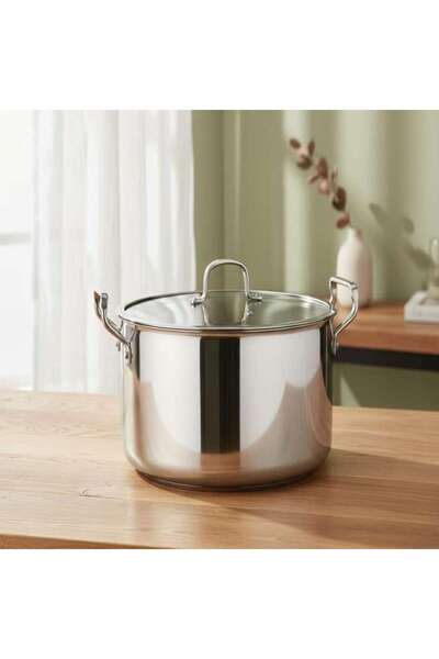 PAN HOME Splendor Triply Stainless Steel Cooking Pot With Lid Dia20cm -chrome