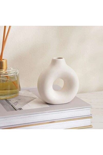 PAN HOME Austin Ceramic Donut Vase 8.9x2.5x10cm - White