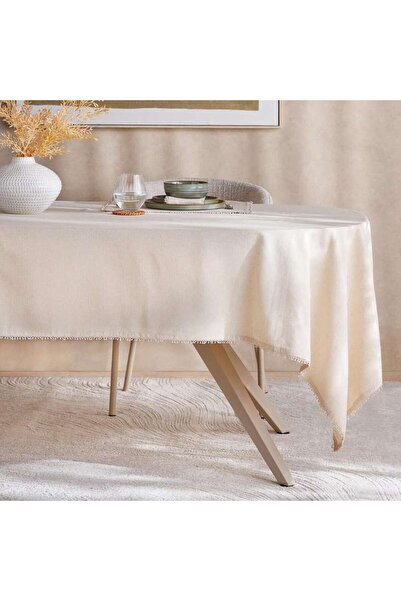 PAN HOME غطاء طاولة زيفانا مع دانتيل بايال 150x250 سم - طبيعي