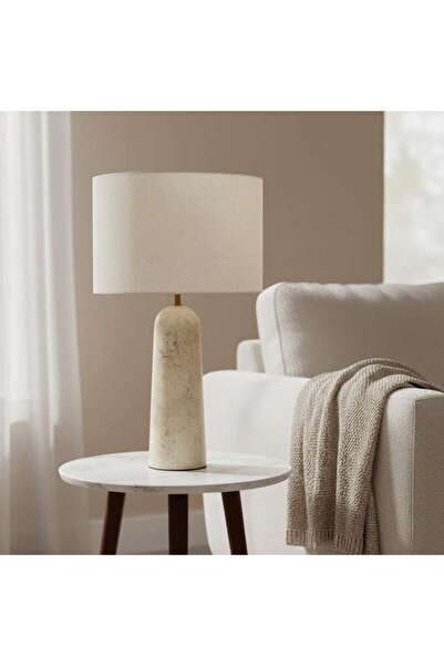 PAN HOME Gelmore E27 Travertine Base Table Lamp 35x60cm - Natural