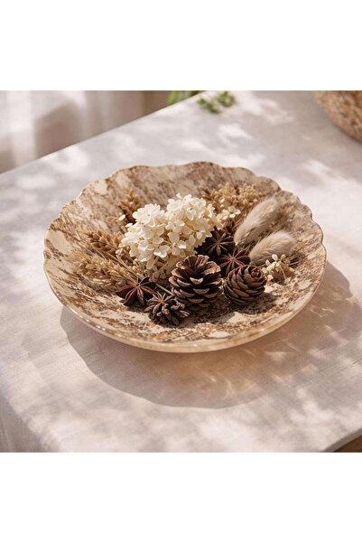 PAN HOME طبق زينة زجاجي سافانا قطر 30x5.5 سم - بني