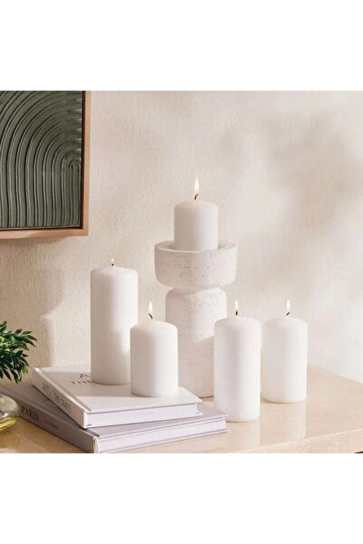 PAN HOME Unscented White 5 -piece Candle Set