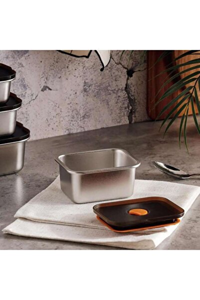 PAN HOME Edzel Stainless Steel Rectangular Lunch Box 400ml -chrome