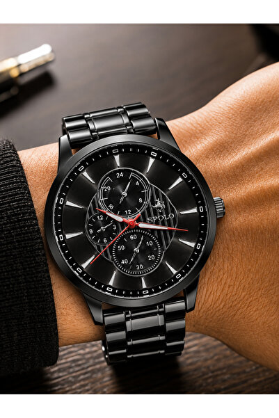 S.POLO Spolo Sports New Model Black Men's Wristwatch