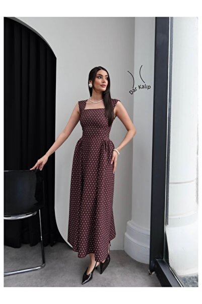 ESRAHELVACI Rochie midi cu bretele groase cu buline