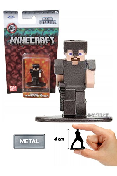 Jada Nano Metalfics Minecraft Metal Casting Die-Cast Mini Figure - Steve in Netherite Armor - 4 cm
