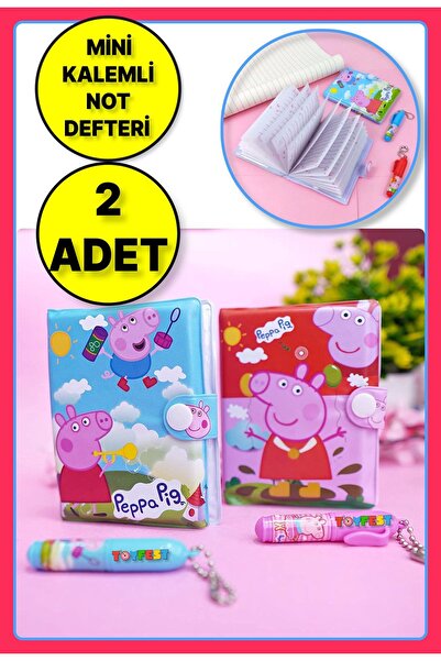 TOYFEST Peppa Pig Figürlü Küçük Kalemli Notluk & Not Defteri - 2 ADET