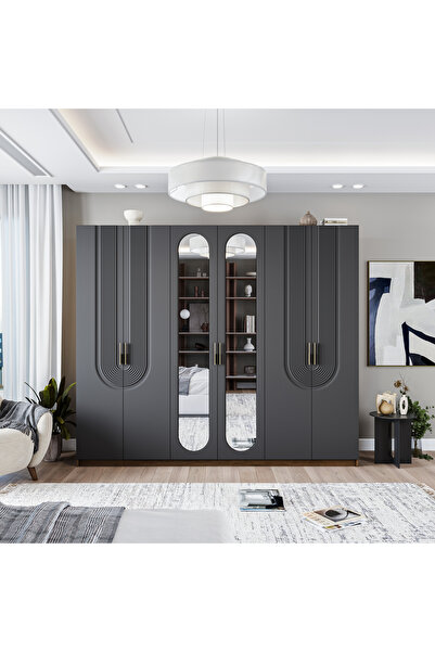 Velmo‏‎ Aspen 6 Kapaklı Gardırop (Antrasit)