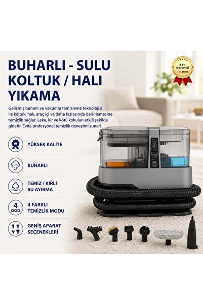 hızlı store 4 Modlu Çok Amaçlı Buharlı Koltuk ve Halı Yıkama Makinesi, Vakuml...