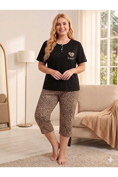 Plus Size Combed Cotton Capri Pajamas Set