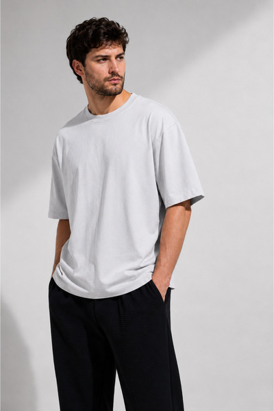 THE RULE Tricou unisex supradimensionat, 100% bumbac, cu croială largă, cu te...