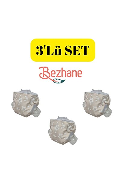 BEZHANE Baby Yıkanabilir Bebek Bezi Cepli Yıldızlı Kapiçino (15kg-25kg)3 Numara