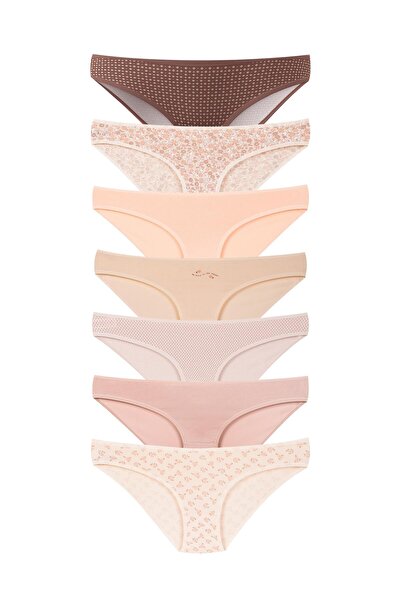 Dominant Chiloți de damă din bumbac colorați, tip BIKINI, pachet de 7