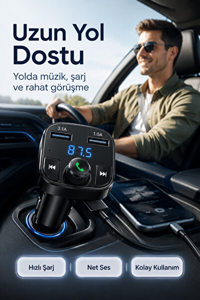 Beppu Fm Transmitter Cihazı Bluetooth Radyo Müzik Kiti Araba Çakmaklık USB Şa...