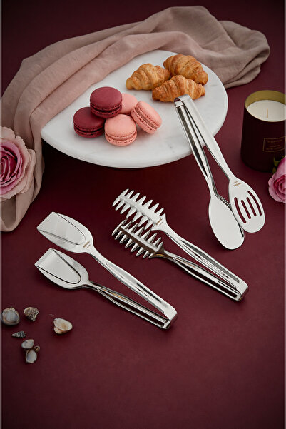 Seral Table Ready Set of 3 Steel Tongs