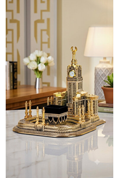 Masjidal-Haram Golden Size: 26x26 Height:28 Cm. Clock Running (REGISTERED TRADEMARK)