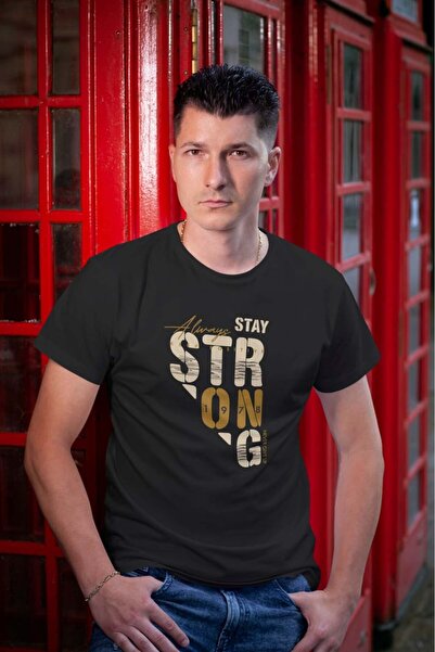 buzagi tasarım ürünleri Strong Regular Molded Black T-Shirt