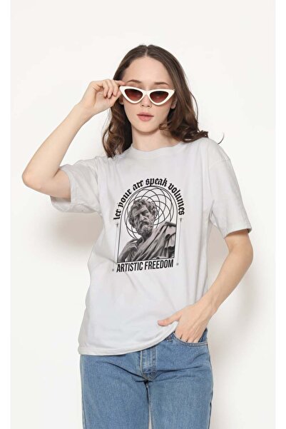 buzagi tasarım ürünleri Urban Regular Fit Unisex White T-Shirt