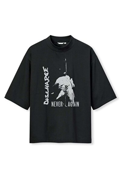 buzagi tasarım ürünleri Discharge Digital Printing Oversize Black Unisex T-Shirt