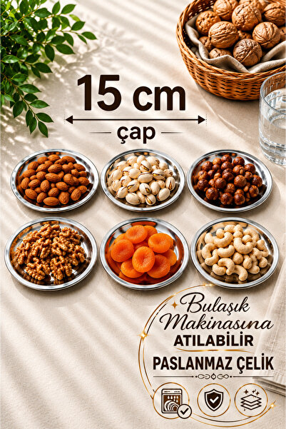 CHANCE GİFT PASLANMAZ ÇELİK SERVİS SUNUM TABAĞI KAHVALTILIK MEZE ÇEREZLİK 6 A...