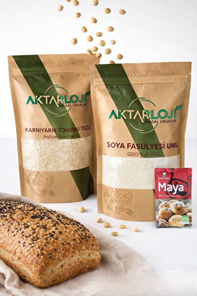 aktarloji Glutensiz 3'lü Soya Ekmeği Seti | 500 Gr Soya Fasulyesi Unu + 25 Gr...