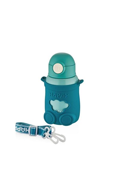 Shotay ST-8816 480ml Askılı Silikon Kılıflı Pipetli Yeşil Çelik Matara