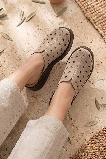 Stilbagshoes Elli̇e Genuine Leather Front-Closed Perforated Women's Slippers ...