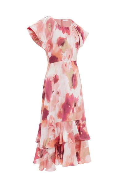 menta Printed Short-Sleeve Midi Dress