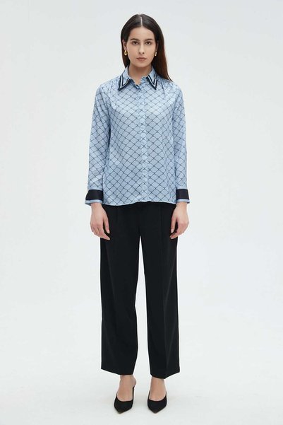 Nichii Women's Blouse with Long Sleeves and Front Buttons