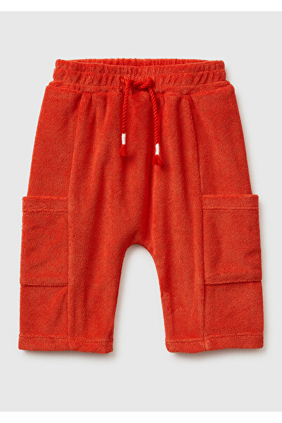 United Colors of Benetton Baby Red Elastic Waistband Drawstring Towel Sweatpa...