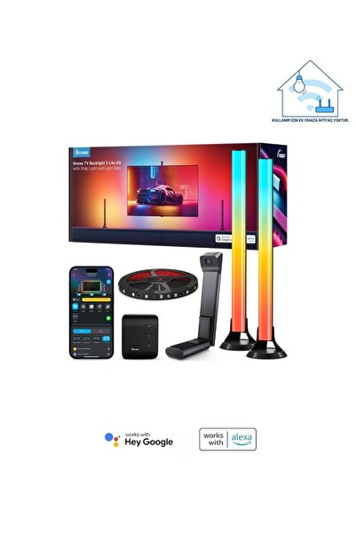 Govee TV Arkası Led Şerit Aydınlatma + 2'li Aydınlatma Bar + Tv ile Renk Senk...