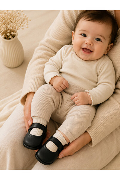My Baby Kumsal % 100 Deri Siyah Bebe Patik & Ayakkabı ( Taban ve İç Astar Tam...