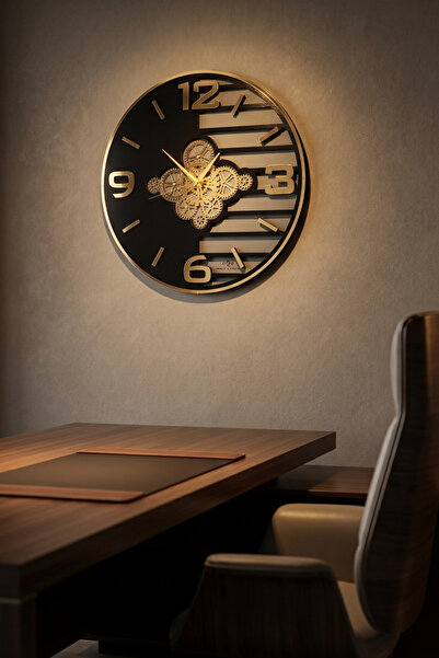aSSe Tasarım Premium Rotating Gears Mirror Wall Clock Hareketli Döner Çark 50cm