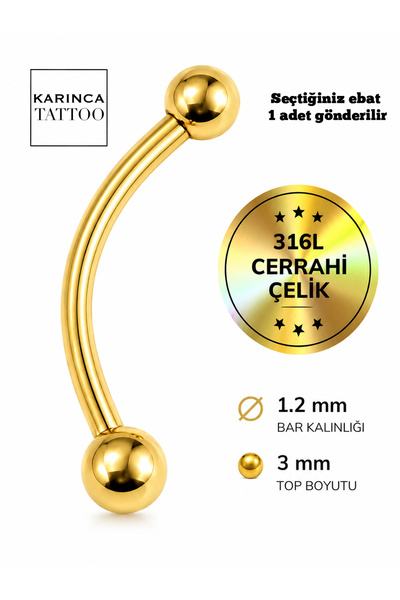 Karınca Piercing Gold Altın Rengi Kaş Piercingi Kulak Snug Helix Kıkırdak Dai...