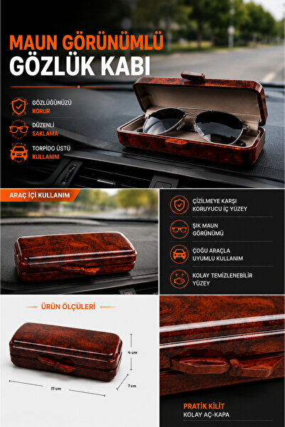 Space Mahogany Patterned Glasses Storage Container for In-Car Glove Box Use /...