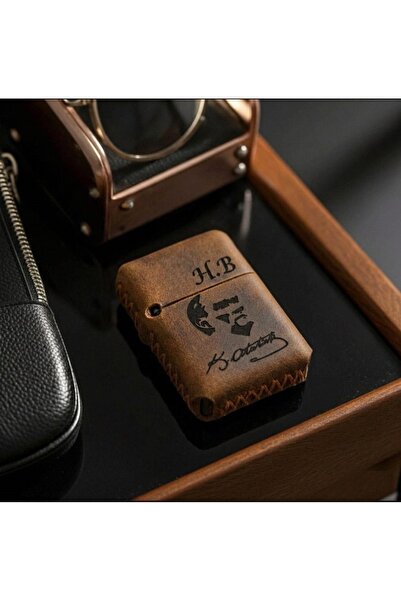 CGATELİER Hakiki Deri Zippo Model Çakmak Kılıfı Ve Çakmak