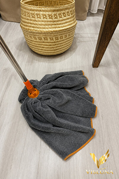 CLEAN HOUSE ( 1 Adet ) Gri Mega Boy Lüks Kalite Mikrofiber Paspas Mop Yedek Ucu