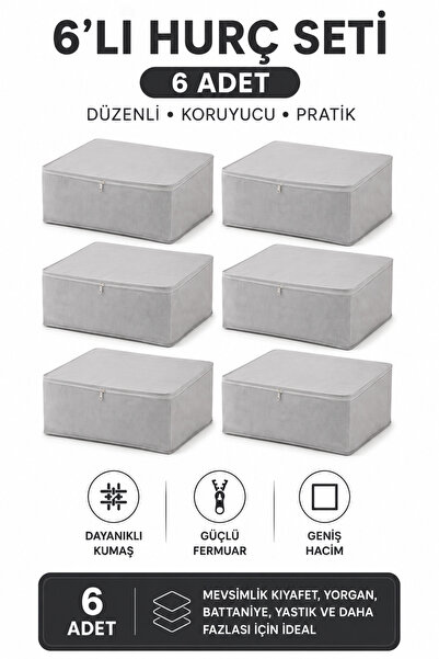 Soft Kare Set de 6 saci de depozitare de dimensiuni mari, cu fermoar, pentru ...