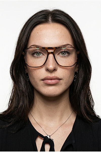 Houseofeyeris إطار MONARCA LEOPARD Retro Aviator / عدسات مربعة الشكل شفافة UV...