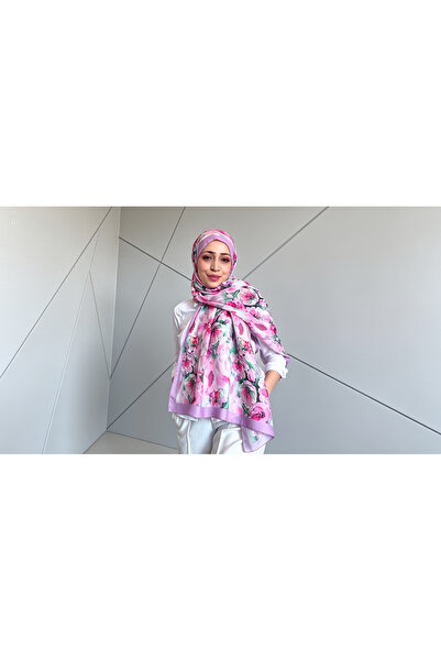 Lunara Scarf %100 Pamuk Şal | Çiçek Desenli Kaymaz, İç Göstermeyen Günlük Şal