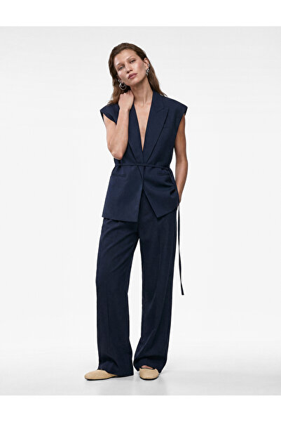 Koton Pantaloni cu picior larg, cu aspect de in, cu buzunare