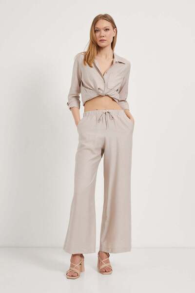 Arma Life Women's Elastic Waist Textured Wide Leg Baggy Pants