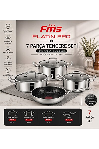 FMS Platinum Pro |   Scratch-Proof |   7 Piece Cookware Set |   Induction Com...