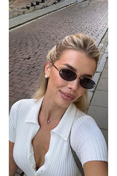 Goldmine Felicia Women's Crystal Cut Sunglasses Uv400 Gold Black